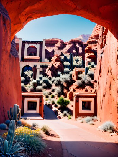 Red Rock Desert Canyon Photography QR Code Art