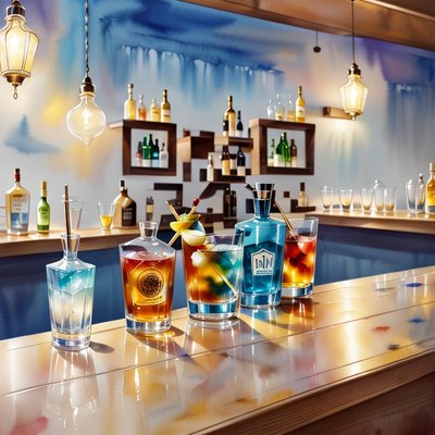 Watercolor Cocktail Bar QR Code for Posters