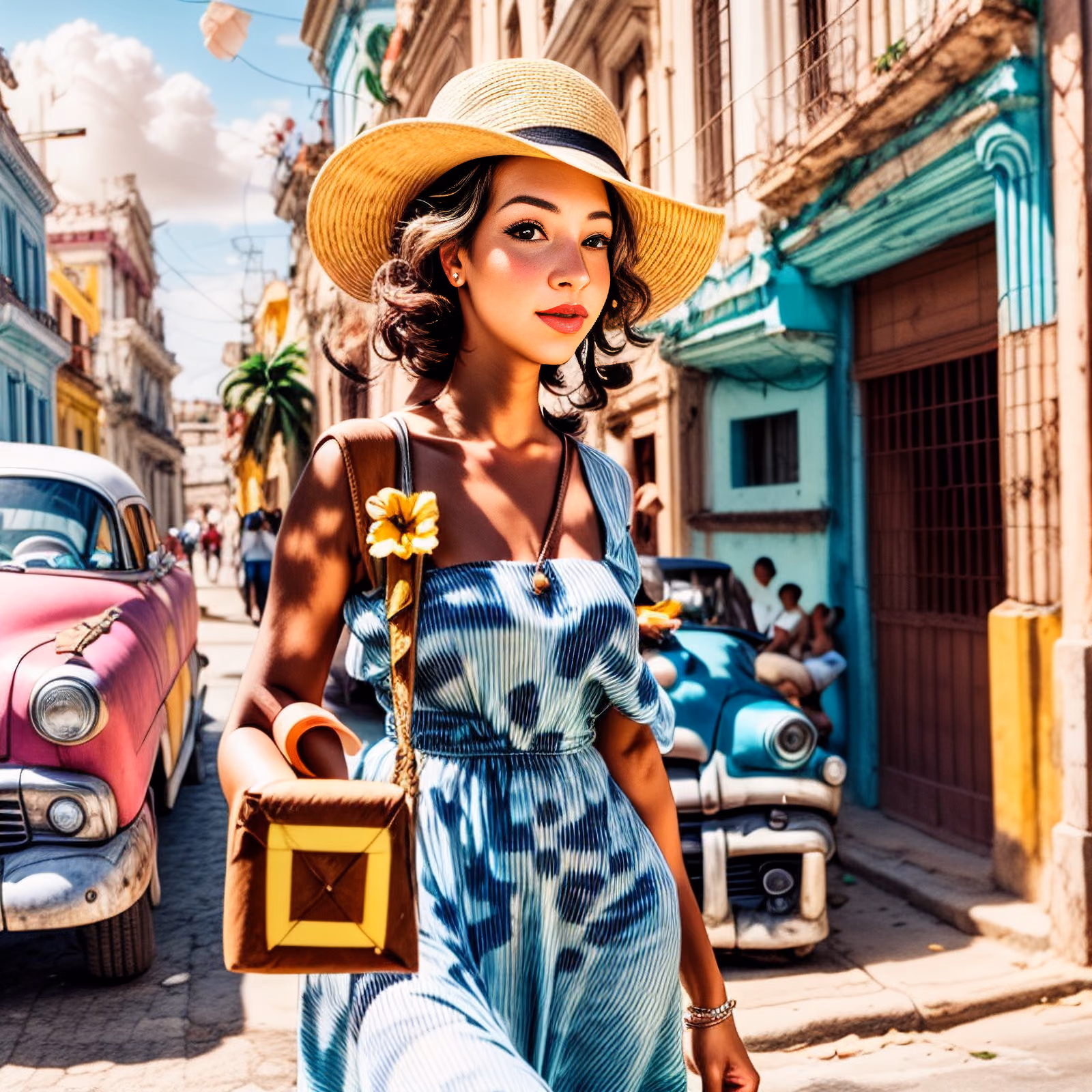 Havana Street Woman Digital Painting QR Code Art — image 1