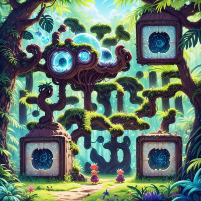 Glowing Alien Jungle Fantasy QR Code for Posters