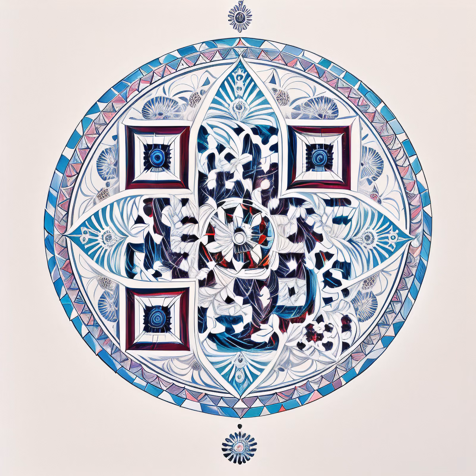 Teal Ornamental Mandala QR Code Art — image 1