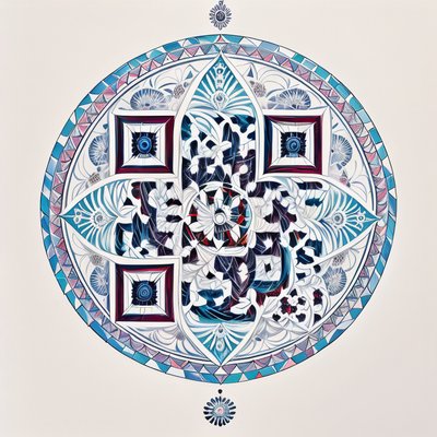 Teal Ornamental Mandala QR Code Art