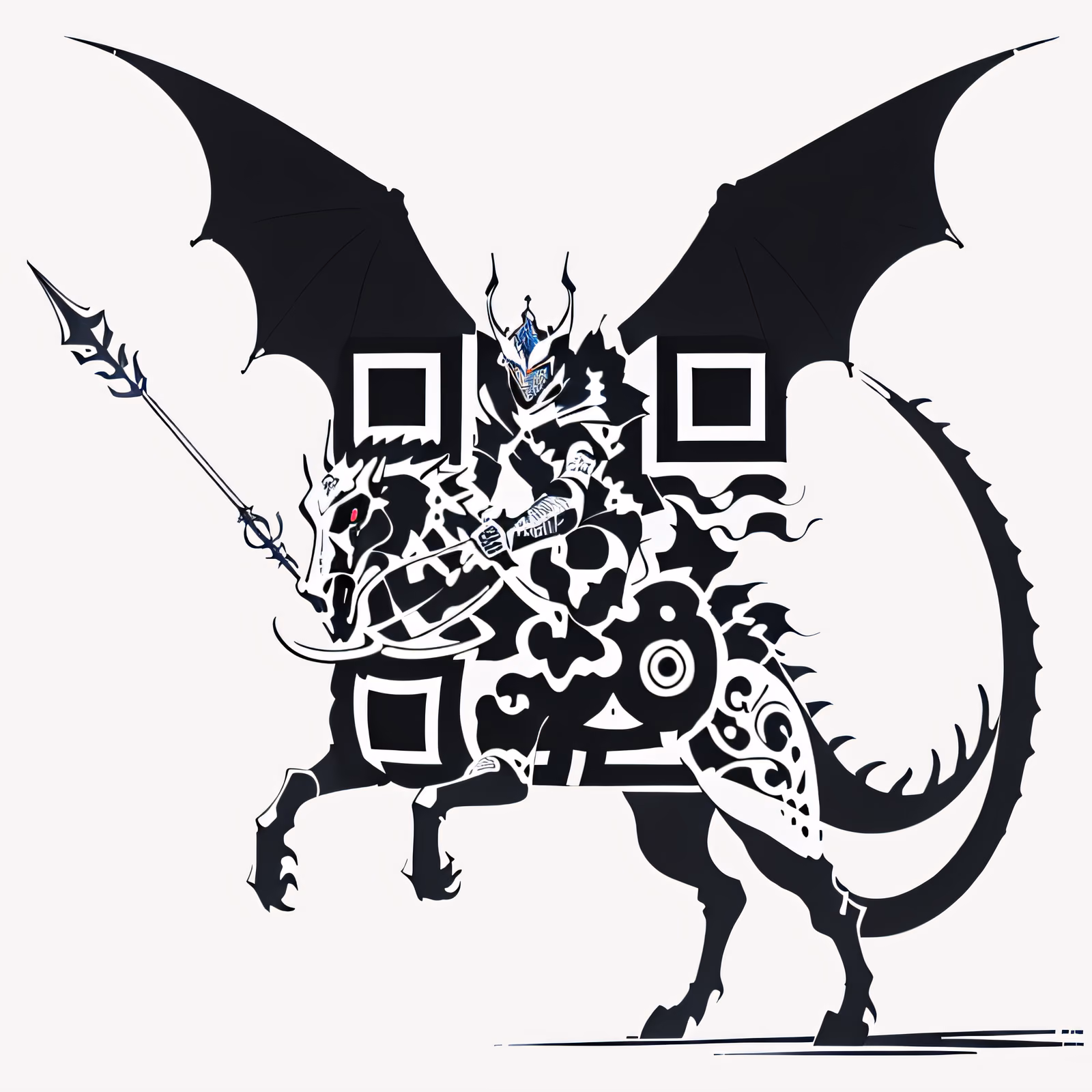 Knight Riding Dragon Tattoo QR Code for Temporary Tattoos — image 1