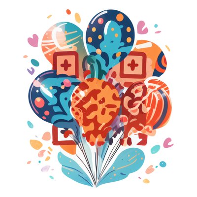 Party Balloon Bunch Vector QR Code for Stickers