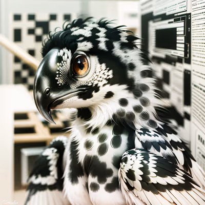 Чёрно-белый попугай: фотореалистичный QR-код — изображение 1