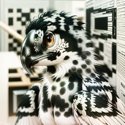 Black and White Parrot Photorealistic QR Code Art