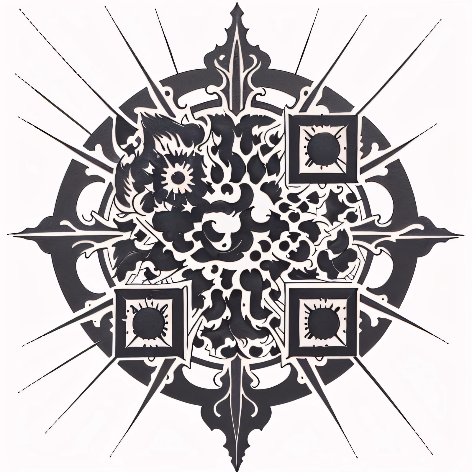 Celestial Sun Tattoo Style Symbol QR Code for Temporary Tattoos — image 1