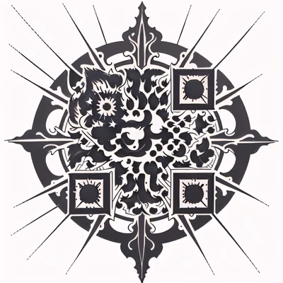 Celestial Sun Tattoo Style Symbol QR Code for Temporary Tattoos — image 1