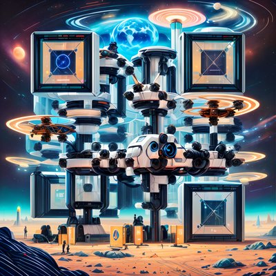 Interplanetary Checkpoint Retrofuturism QR Code for Posters