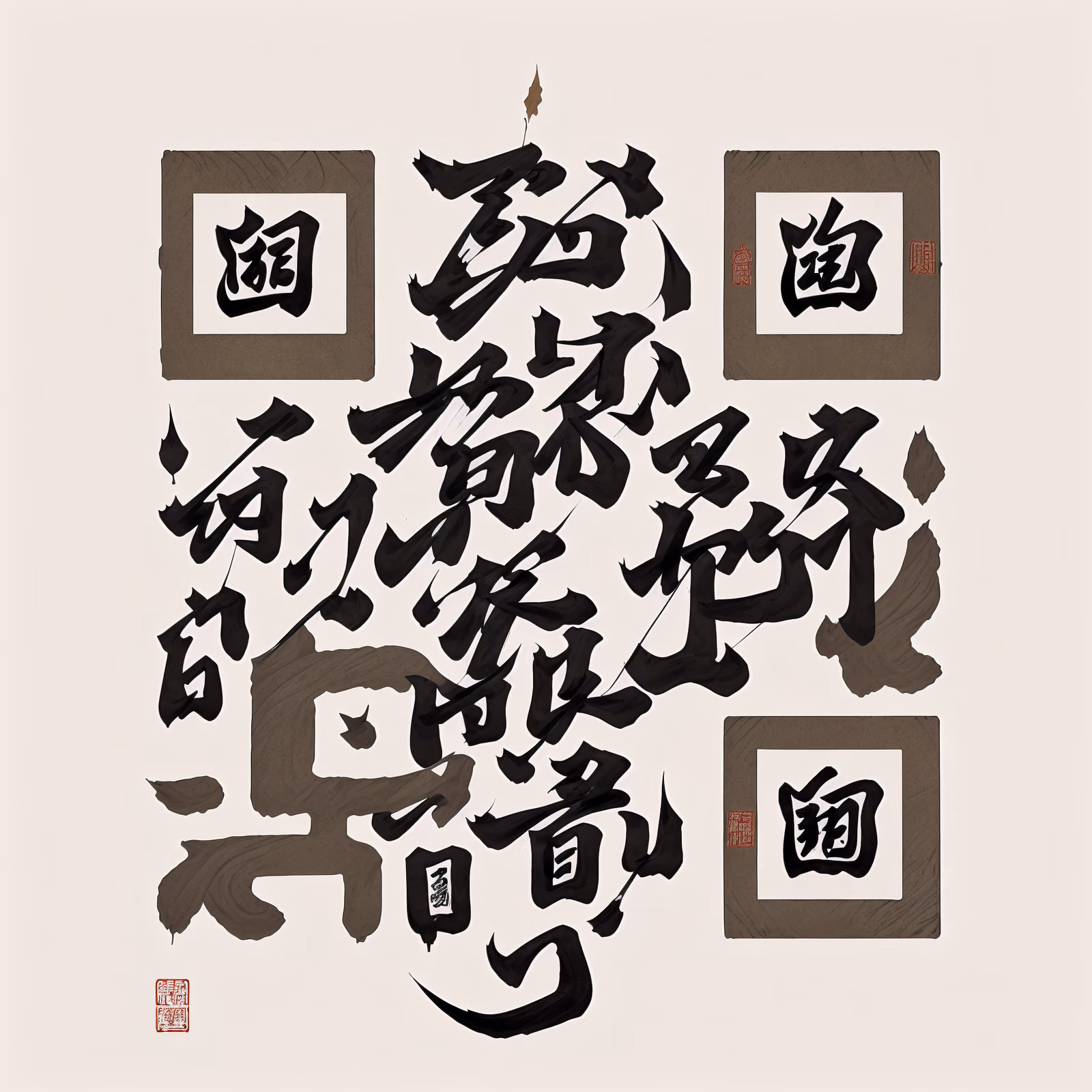 Cursive Brush Calligraphy Poem QR Code Art — image 1