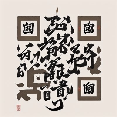Cursive Brush Calligraphy Poem QR Code Art