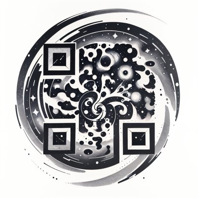 Spiral Galaxy Ink Tattoo QR Code for Temporary Tattoos