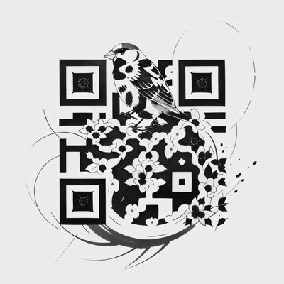 Sparrow Nest Blossom Tattoo QR Code for Temporary Tattoos