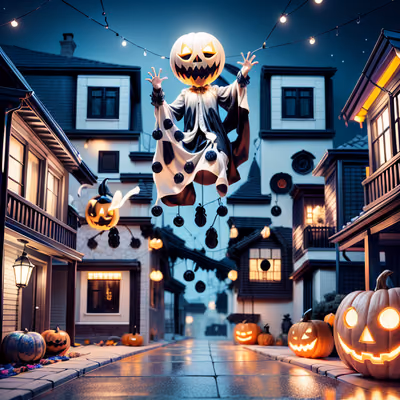 Halloween Ghost Street 3D QR Code for Event Invitations — image 1