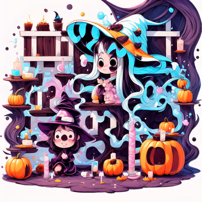 Cartoon Witch Room Halloween QR Code for Stickers — image 1