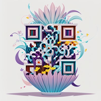 Ваза в форме лепестка с букетом: игровой QR-код