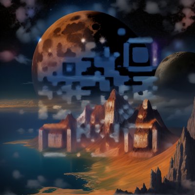 Лунный и горный фантастический пейзаж: QR-код