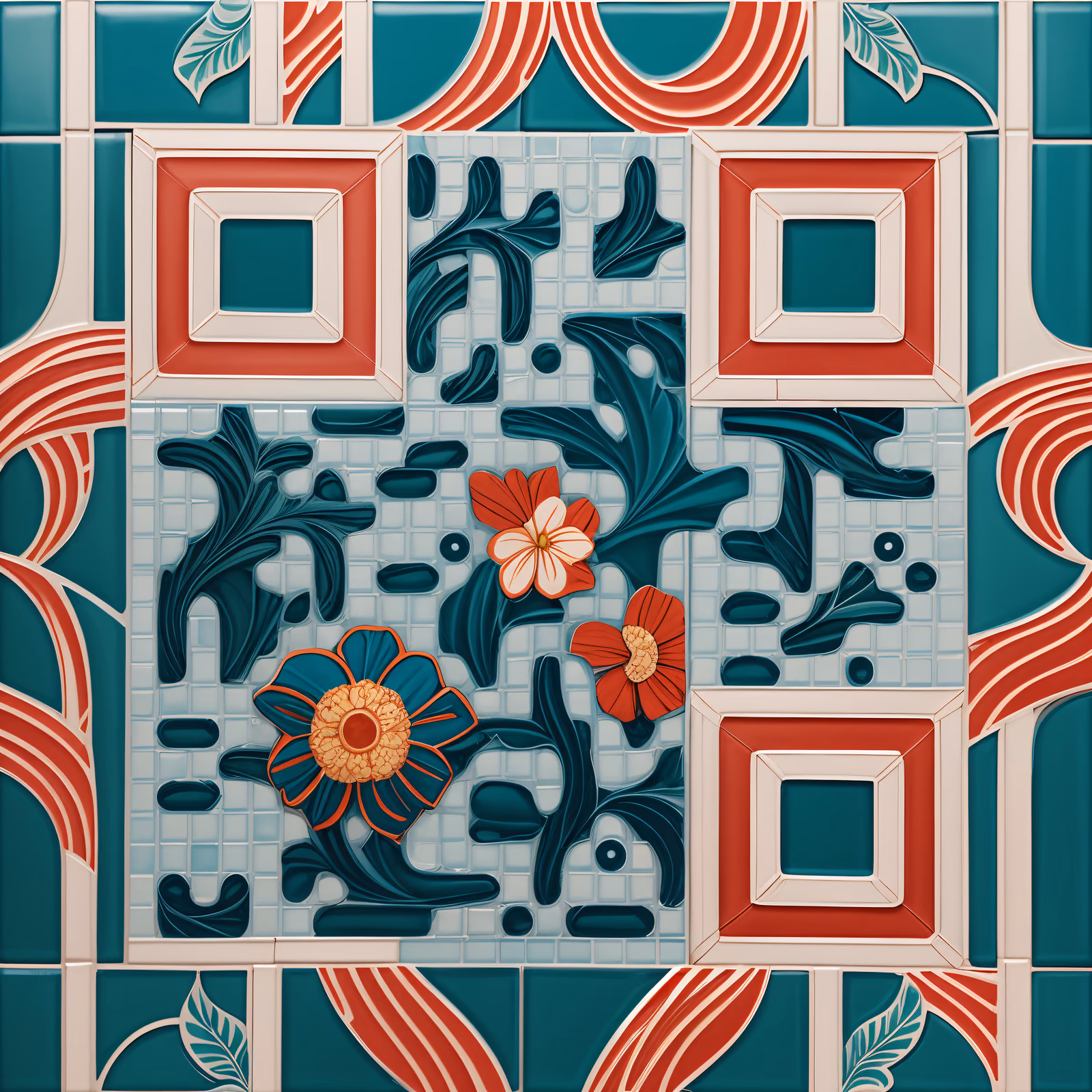 Кубинская цветочная керамическая плитка: QR-код — изображение 1