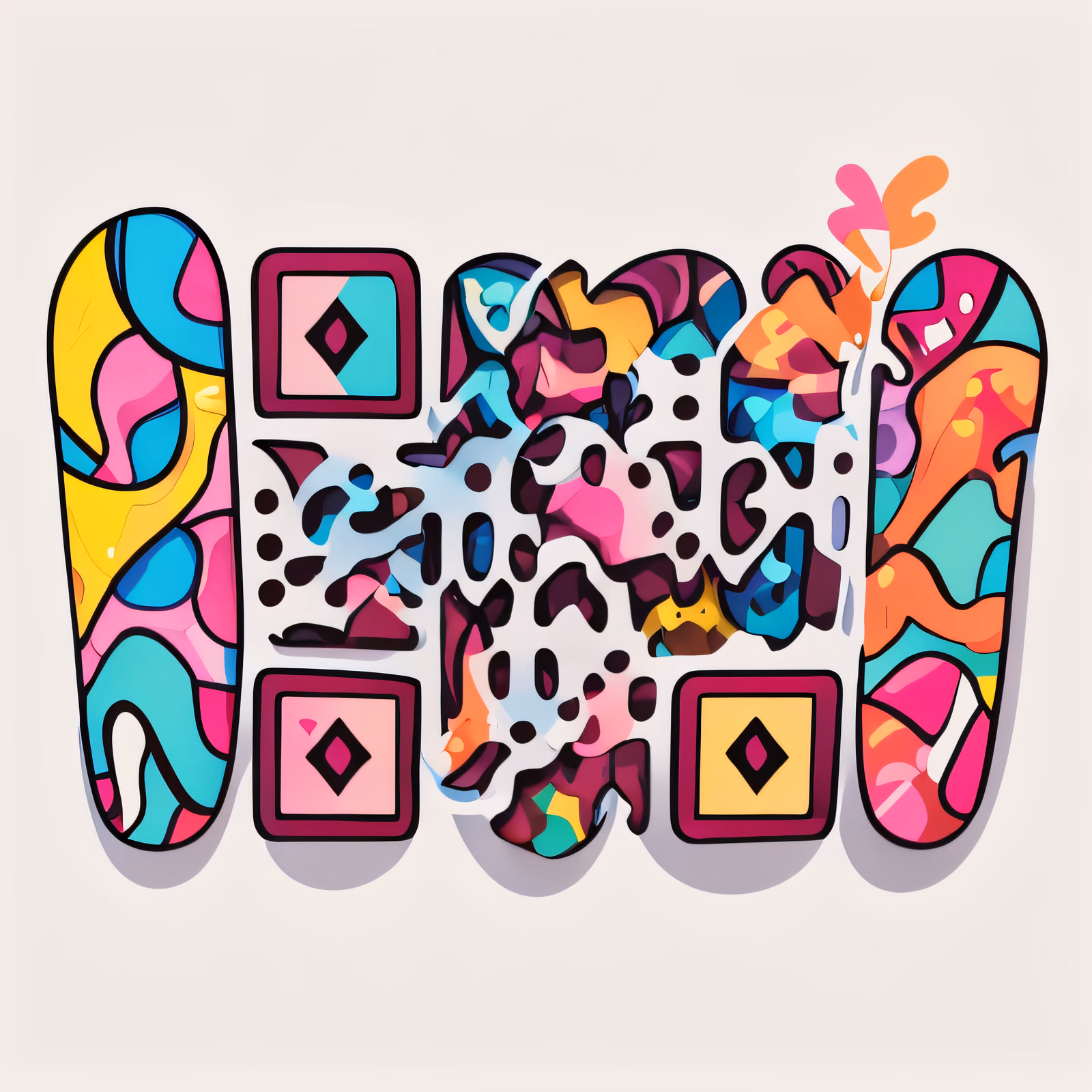 Colorful Graffiti Lettering Pattern QR Code for Stickers — image 1