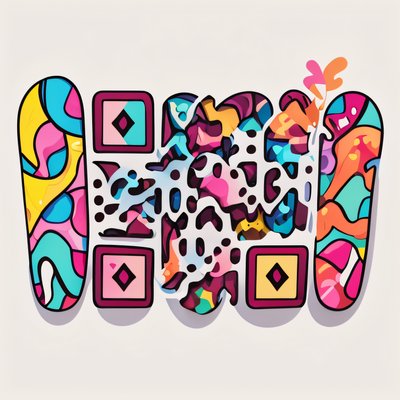 Colorful Graffiti Lettering Pattern QR Code for Stickers