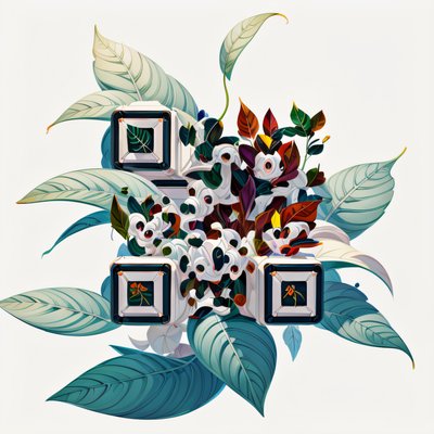 Ботаническая группа листьев: 3D QR-код для стикеров
