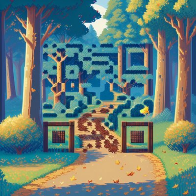 Pixel Art Autumn Forest Path QR Code Art