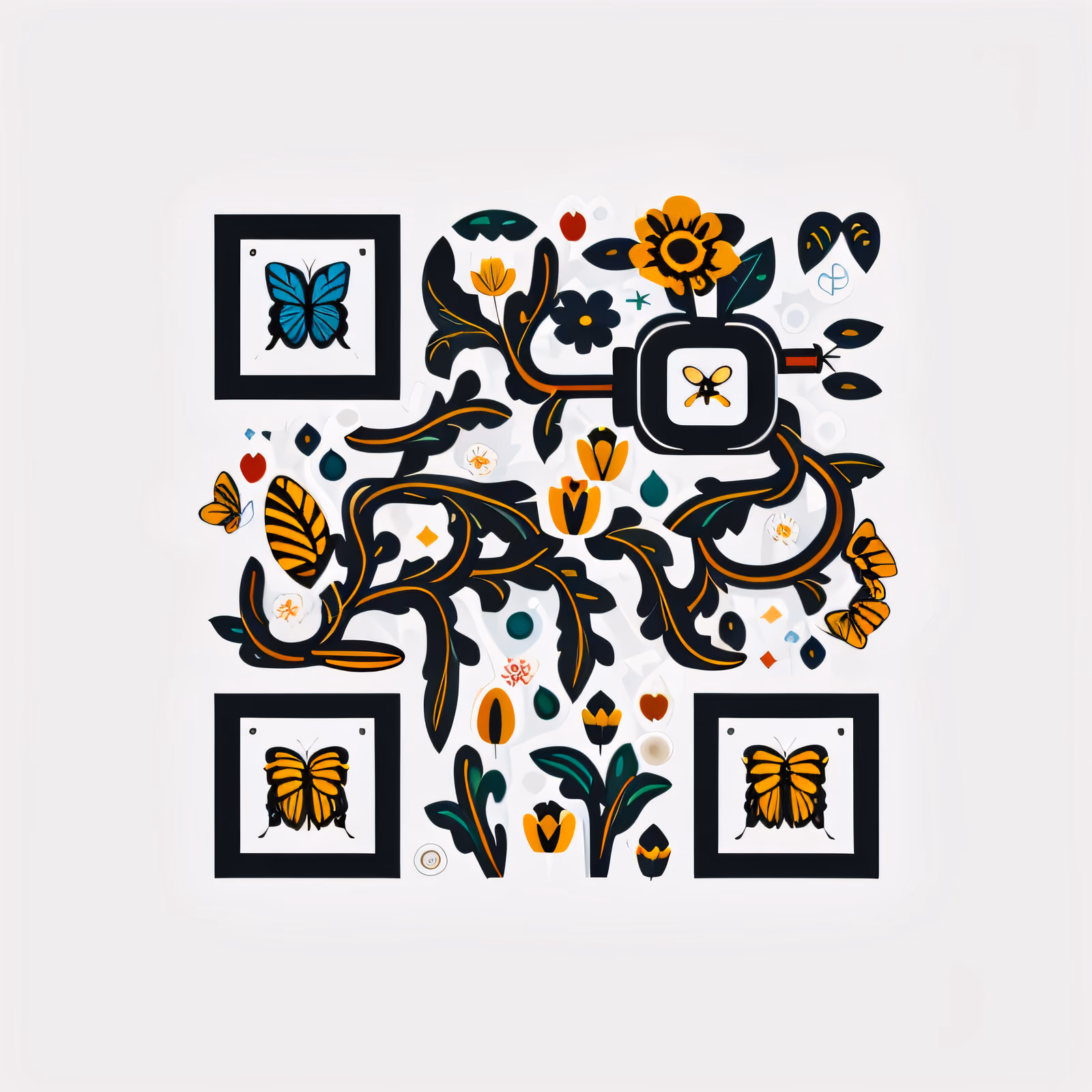 Spring Garden Butterflies Vector QR Code for Packaging — image 1