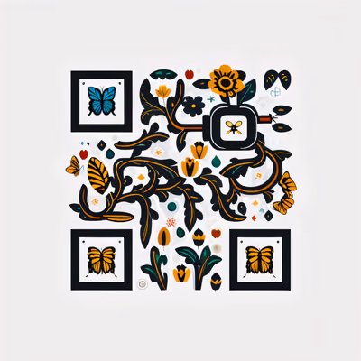 Spring Garden Butterflies Vector QR Code for Packaging — image 1