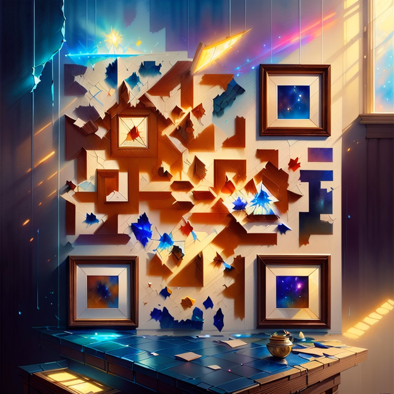 Shattered Wall Cosmic Frames Painting QR Code Art — image 1