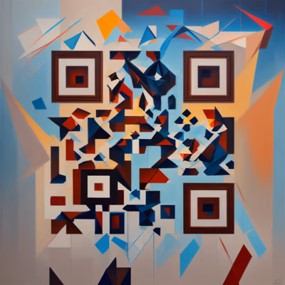 Cubist Geometric Shards Oil Painting QR Code Art — image 1