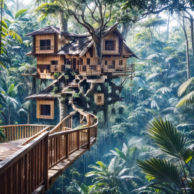 Rainforest Treehouse Village Photo QR Code for Posters — image 1