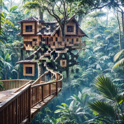 Rainforest Treehouse Village Photo QR Code for Posters