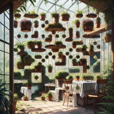 Hanging Plant Greenhouse Painting QR Code Art