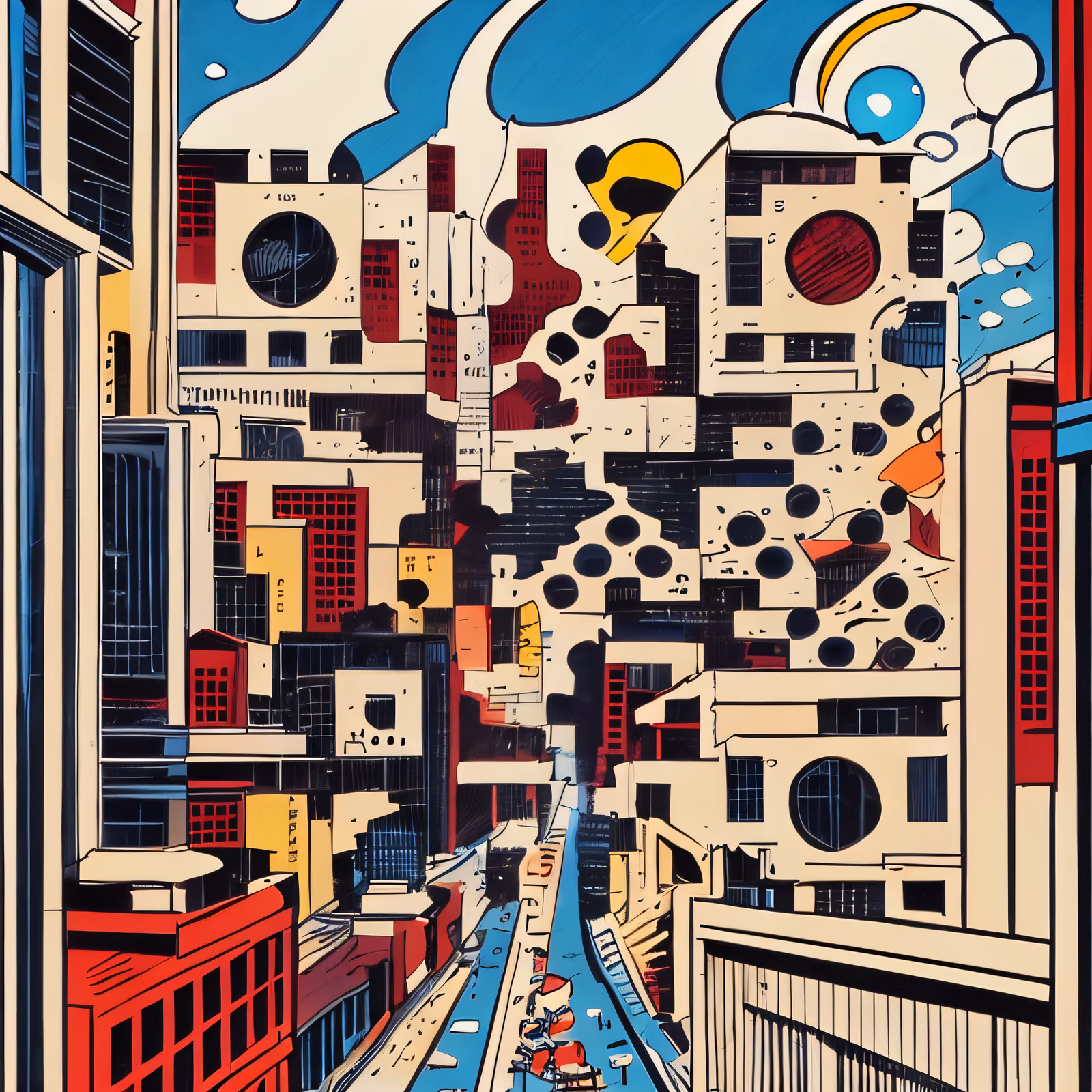 Comic Book City Street Skyline QR Code Art — image 1