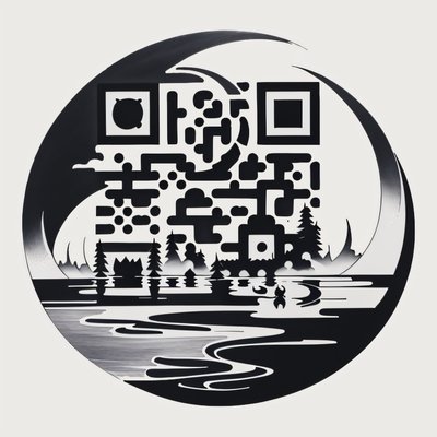 QR-код с татуировкой: полумесяц над прудом для временных тату