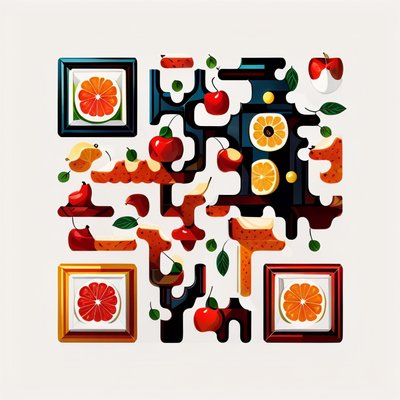 Citrus Apple Cherry Vector QR Code for Packaging