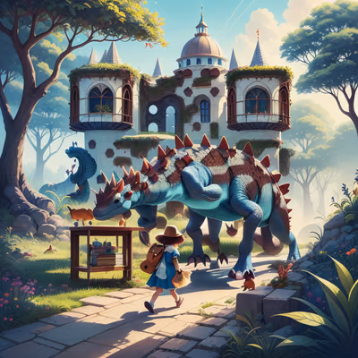 Dinosaur and Castle Storybook QR Code for Book Covers — image 1