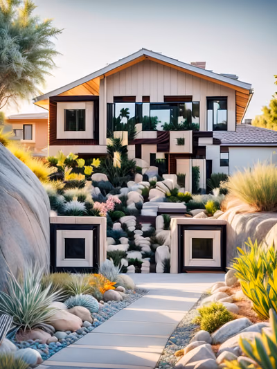 Modern House Rock Garden Photorealistic QR Code for Posters — image 1
