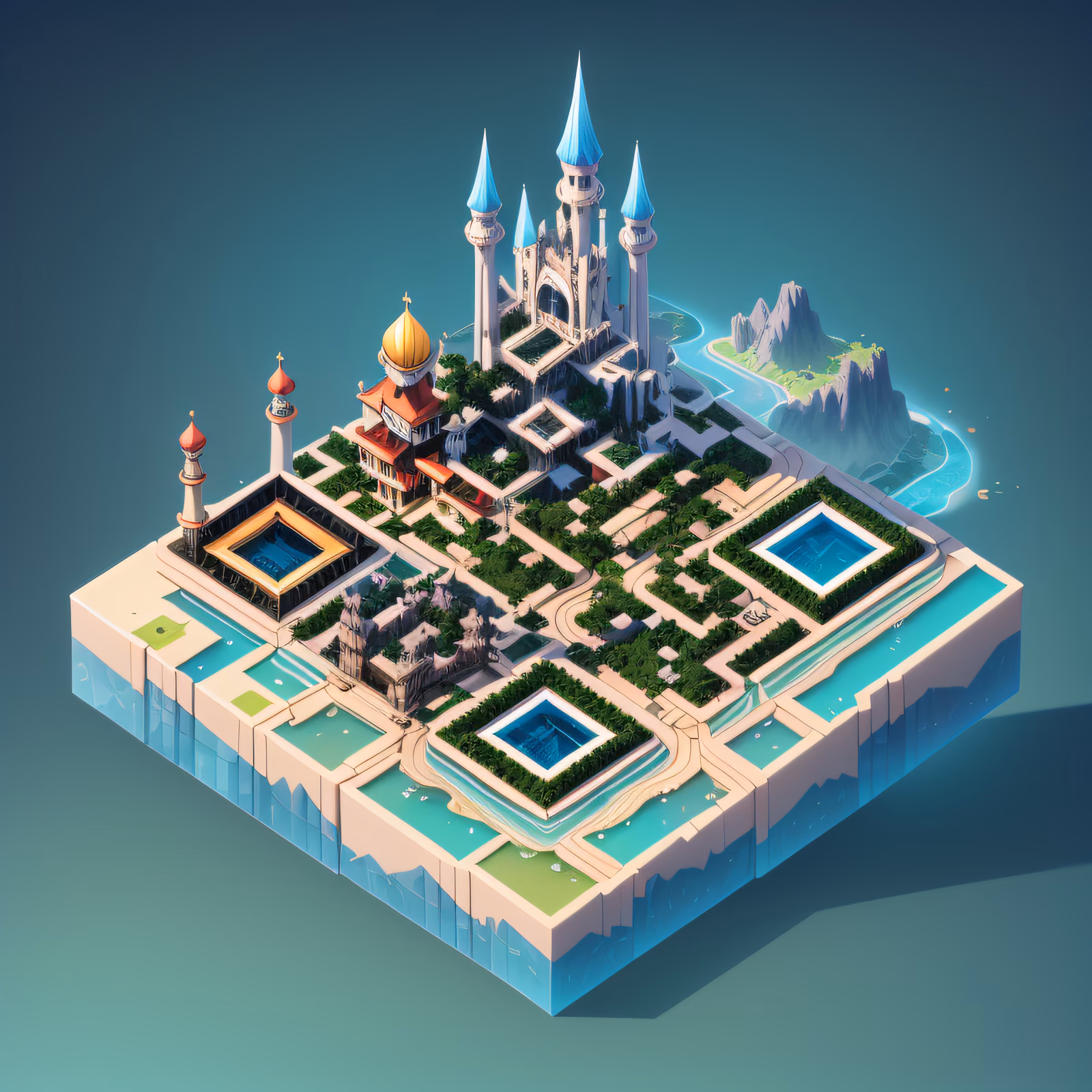 Isometric Fantasy City 3D QR Code for Posters — image 1