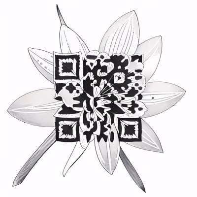 Цветок в стиле татуировки тушью: QR-код для временных татуировок — изображение 1