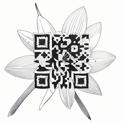 Ink Flower Tattoo Style QR Code for Temporary Tattoos