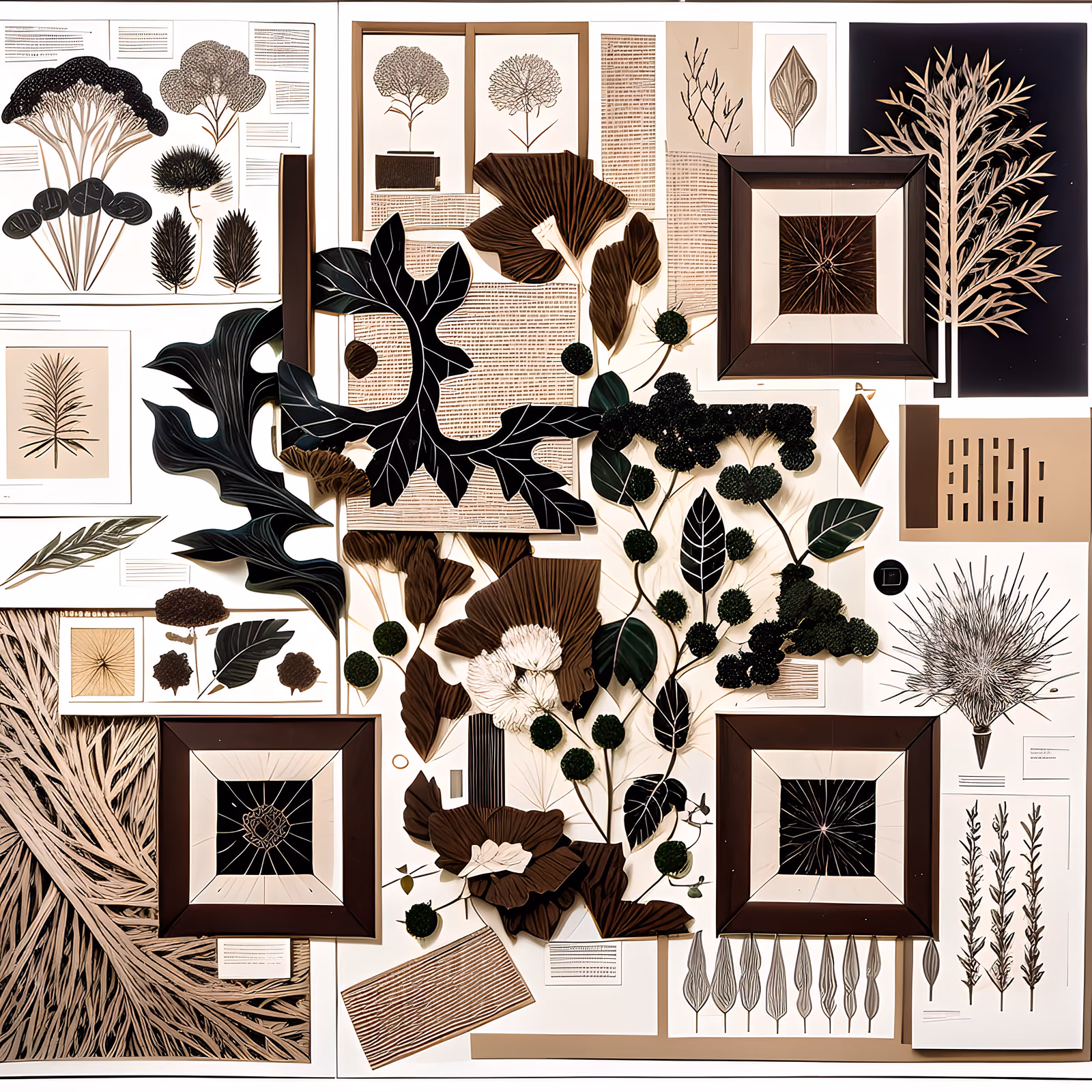 Botanical Papercut Collage Leaves QR Code Art — image 1