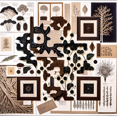 Botanical Papercut Collage Leaves QR Code Art — image 1