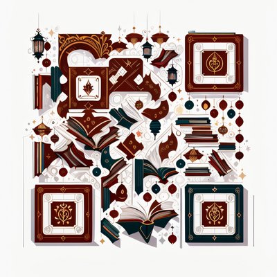 QR-код с волшебными книгами и фонарями в векторе для обложек книг