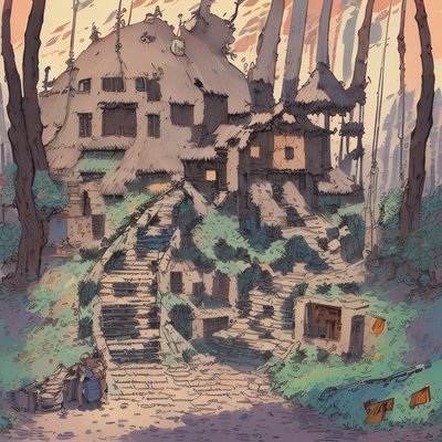 Thatched Forest House Comic Book QR Code for Posters