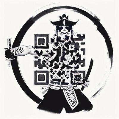 Tattooed Samurai Ink QR Code for Temporary Tattoos