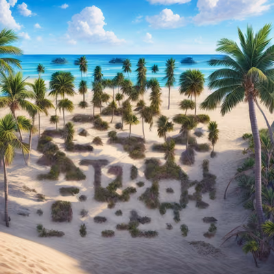 Tropical Palm Beach Painting QR Code for Posters — image 1