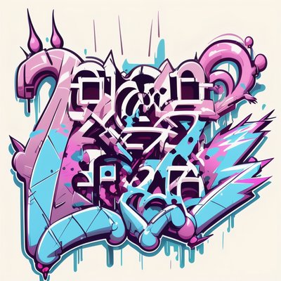 Pink Blue Graffiti Lettering Symbol QR Code for Stickers