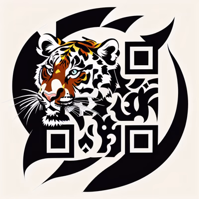 Tiger Head Tattoo Vector QR Code for Apparel — image 1