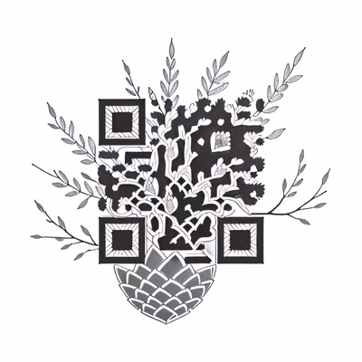 Pine Cone Branches Ink Tattoo QR Code for Temporary Tattoos — image 1